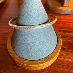 Artist Signed Native American Sterling Silver Stamped Cuff Bracelet